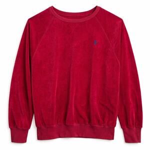 90s minimalist cbk velvet sweatshirt crewneck hot pink‎ horse embroidery preppy